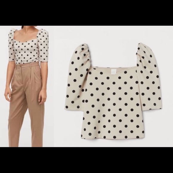 Beige polka dot H&M top - Picture 2 of 3